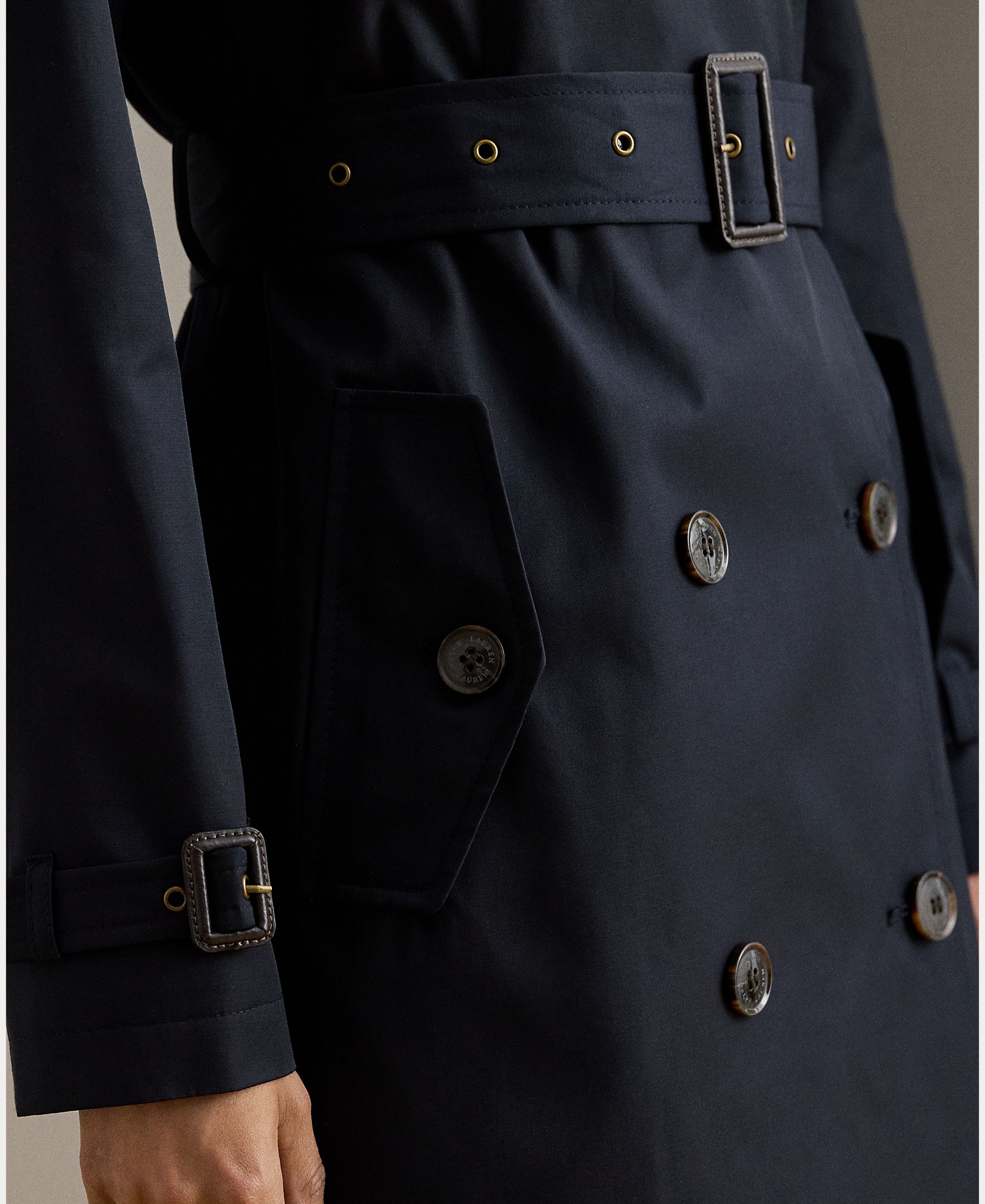 Gabardine Cruzada em Mistura de Algodão Azul-marinho-6