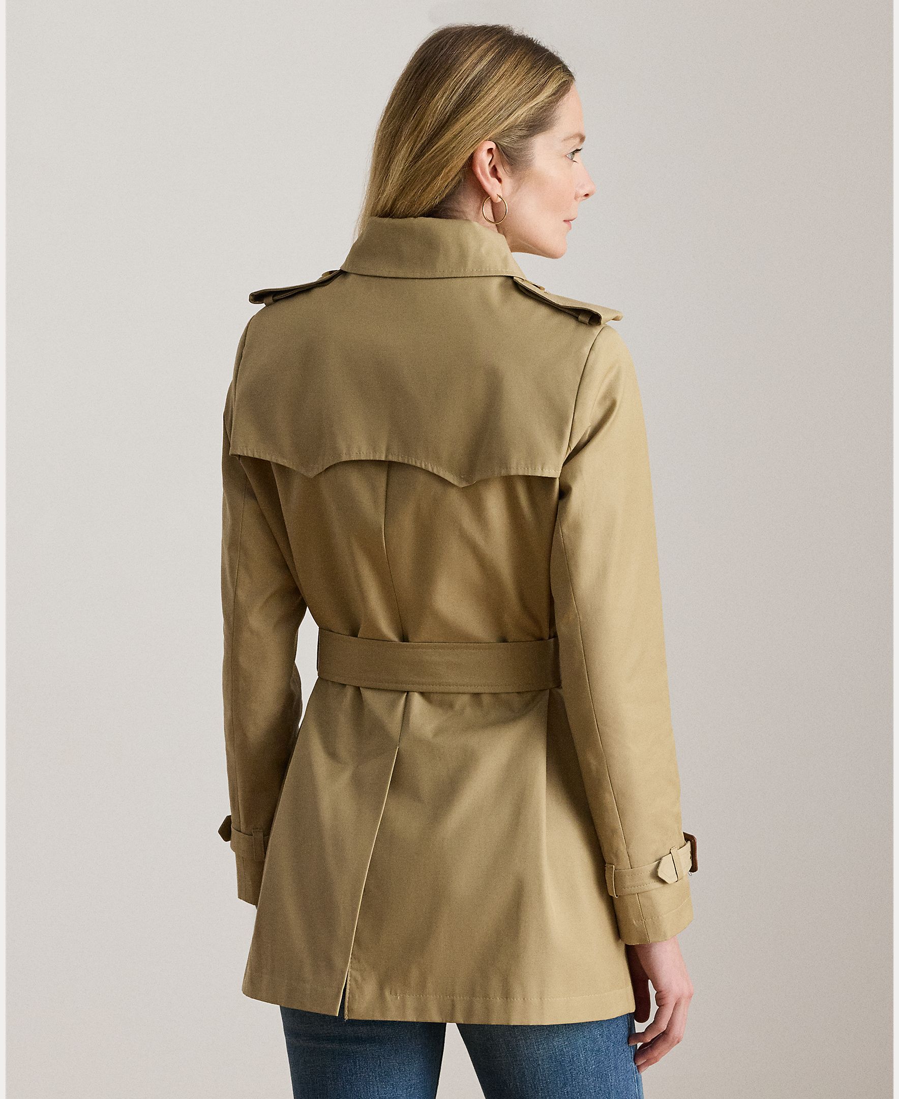 Gabardina de mujer cruzada de mezcla de algodón - Lauren Ralph Lauren - Camel Camel-4