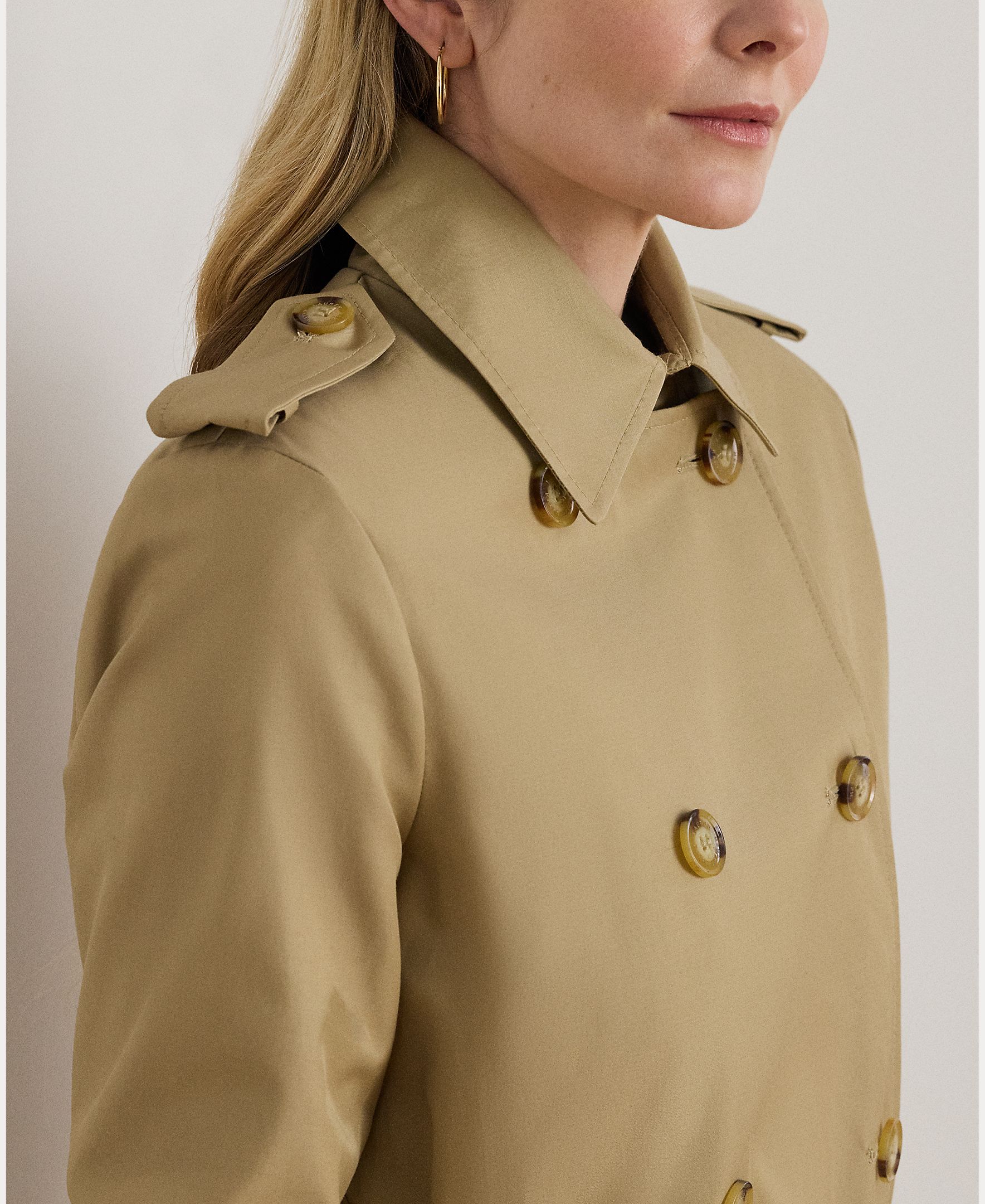 Gabardina de mujer cruzada de mezcla de algodón - Lauren Ralph Lauren - Camel Camel-5