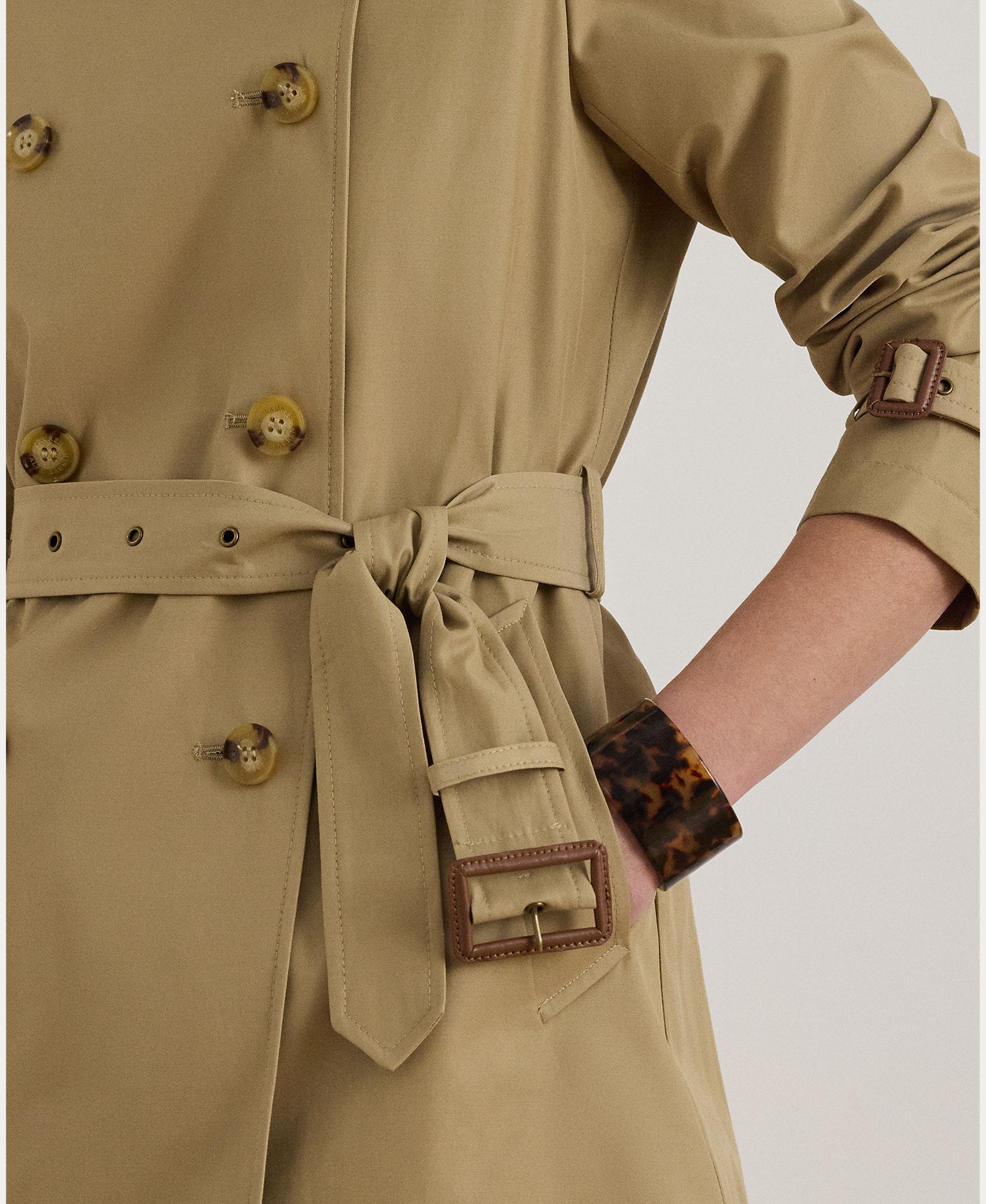 Gabardina de mujer cruzada de mezcla de algodón - Lauren Ralph Lauren - Camel Camel-6