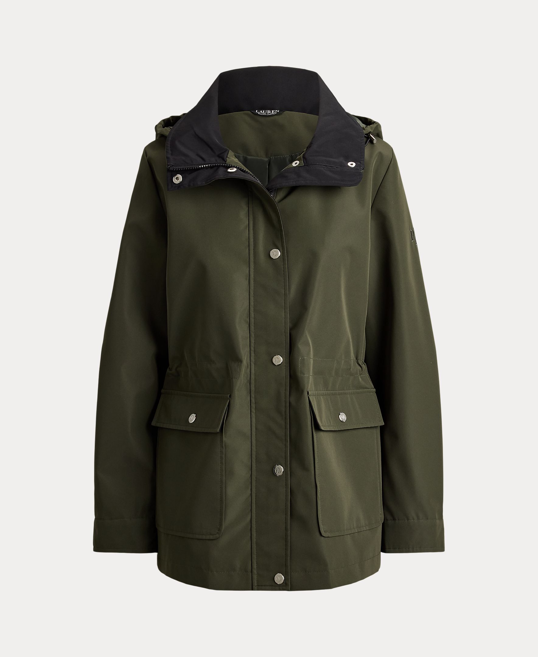Parka de Mulher de Estilo Camper com Gola Alta Verde-militar-7