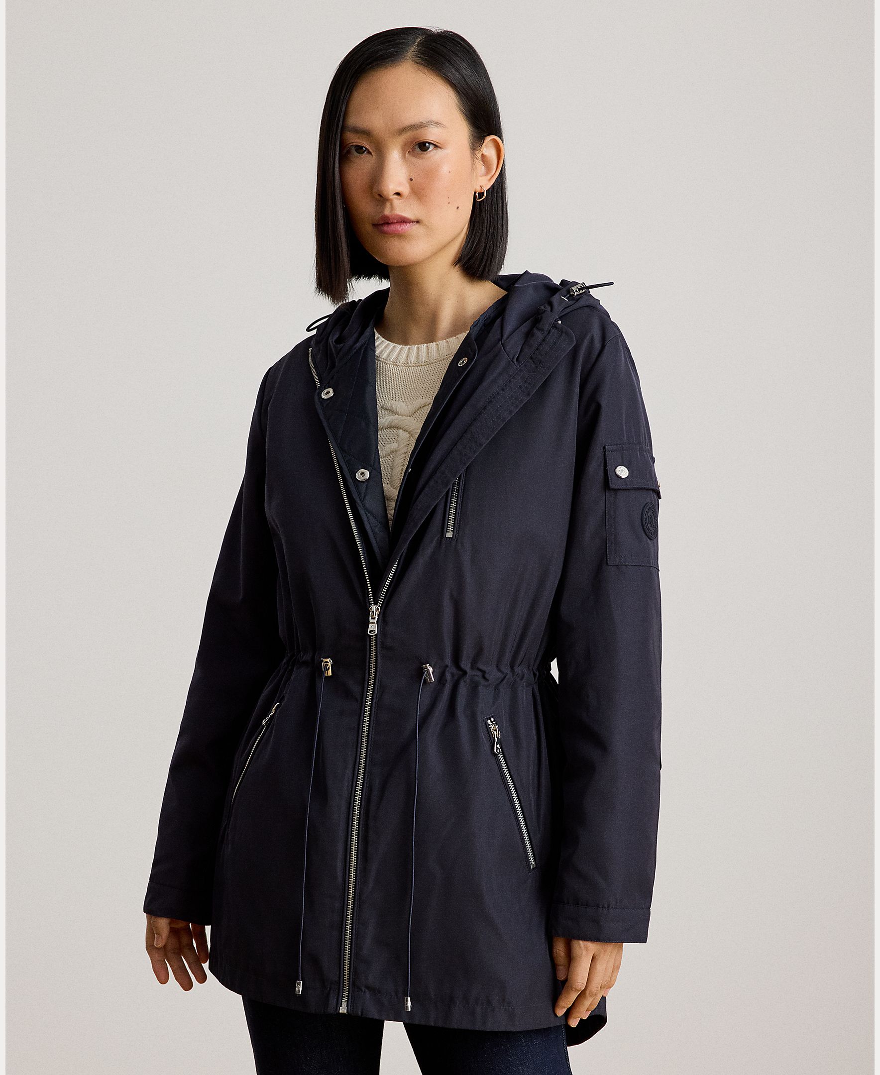 Parka de Mulher com Capuz e Fecho de Correr Completo Azul-marinho-3