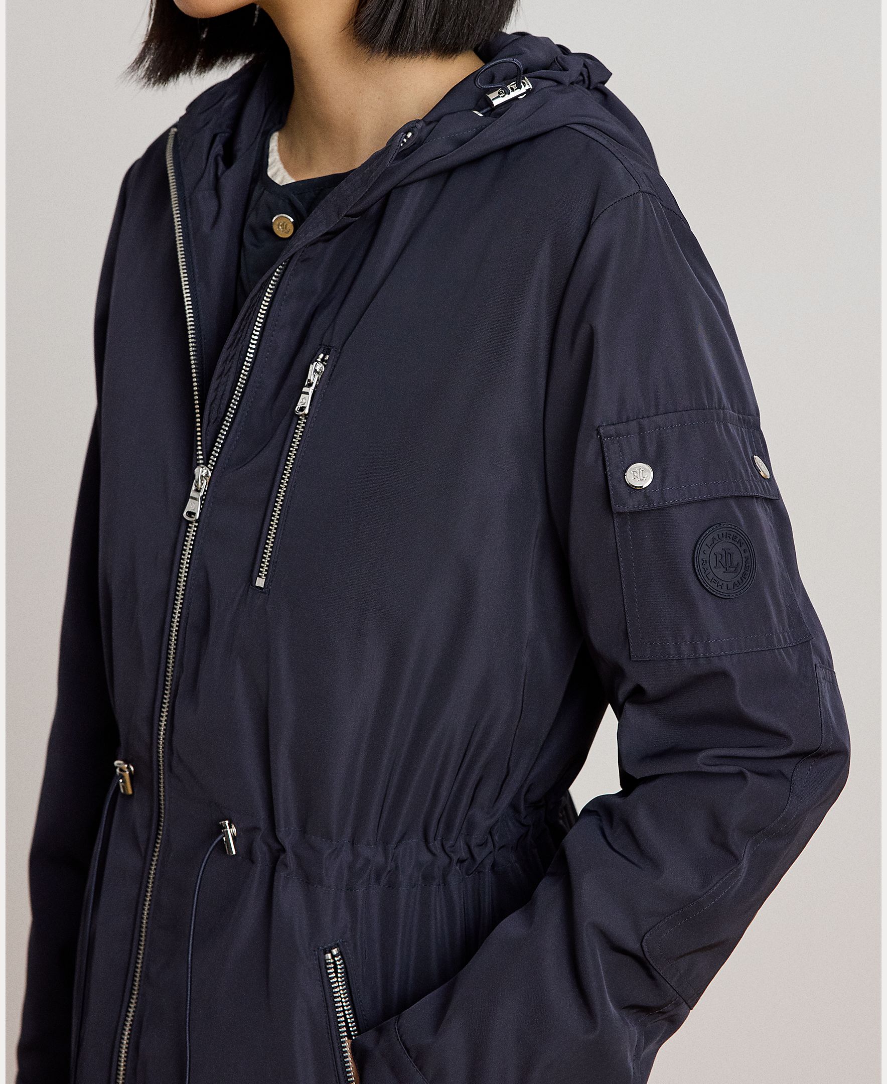 Parka de Mulher com Capuz e Fecho de Correr Completo Azul-marinho-5