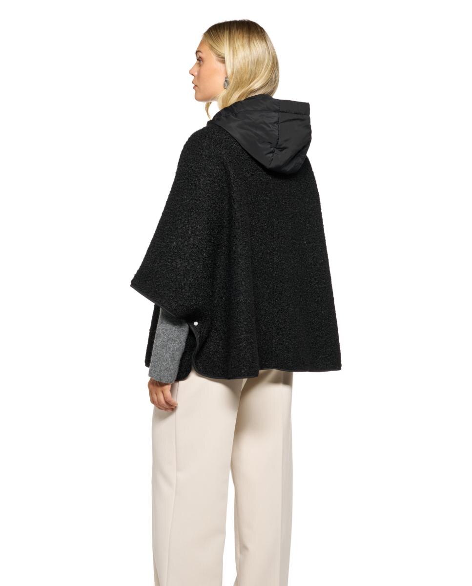 Capa com Capuz, Fecho de Correr e Bolsos Preto-3