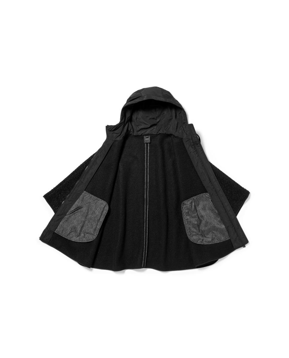 Capa com Capuz, Fecho de Correr e Bolsos Preto-5