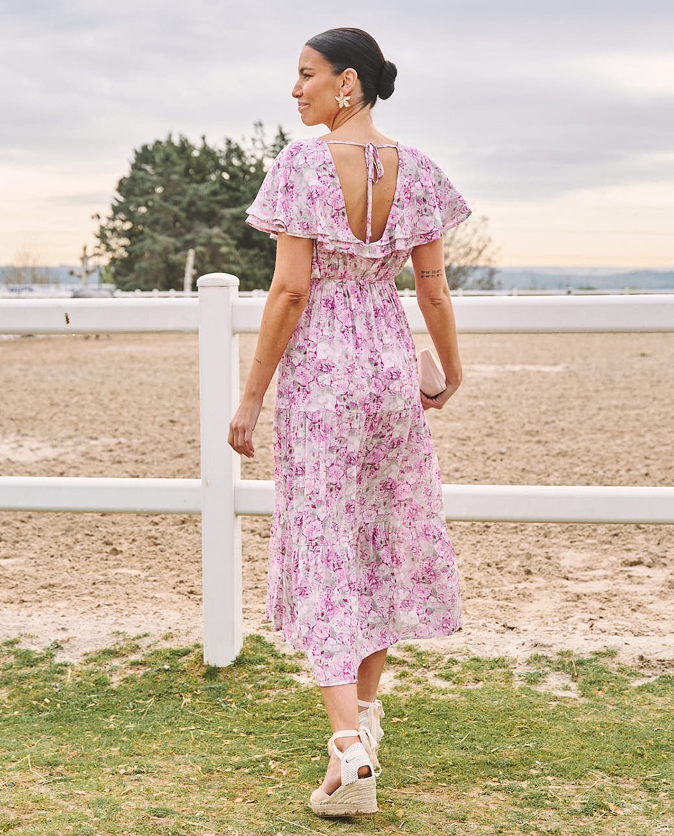 Vestido de Convidada com Estampado Floral Roxo-2