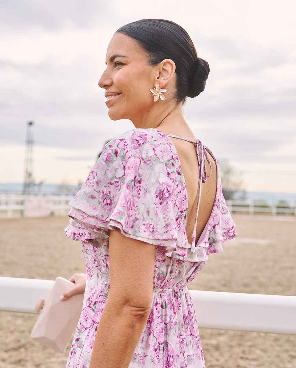 Vestido de Convidada com Estampado Floral Roxo-4