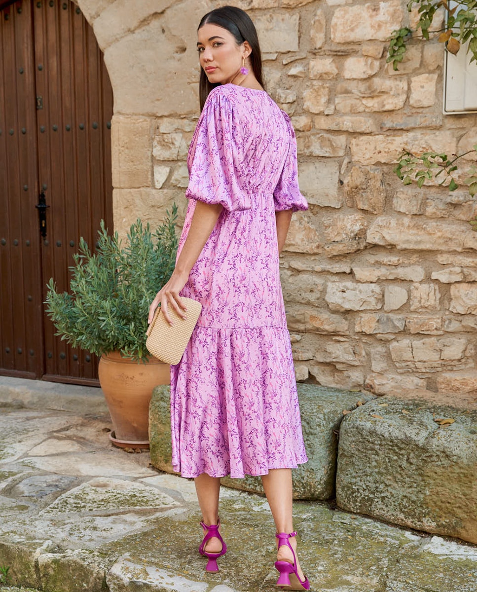 Vestido de Convidada com Estampado Floral Rosa-2