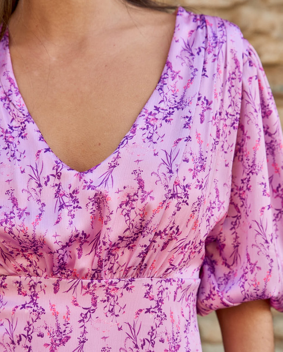 Vestido de Convidada com Estampado Floral Rosa-4