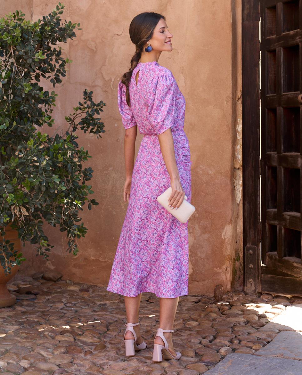 Vestido de Convidada com Estampado Floral Roxo-2