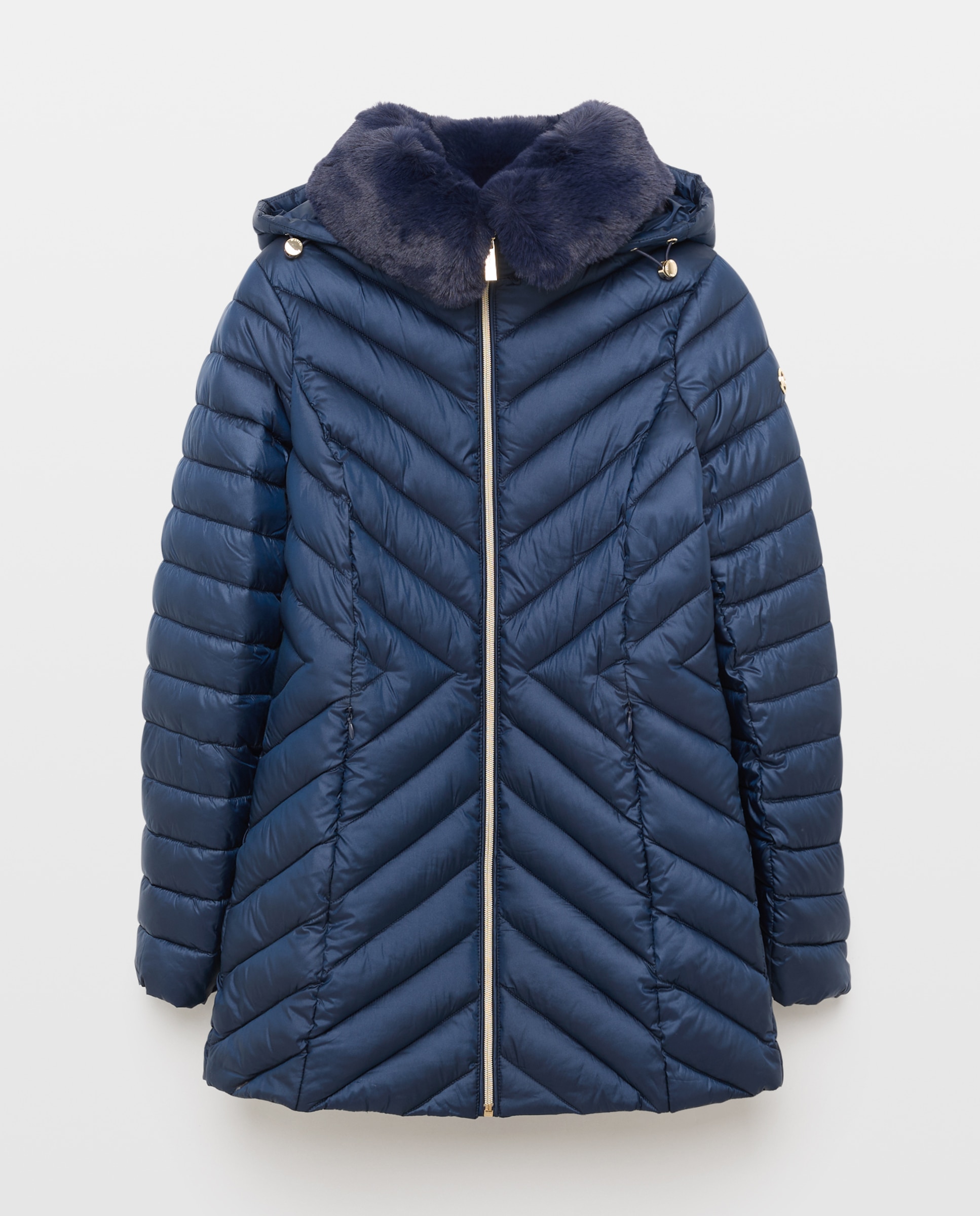 Imagen 1 de Plumifero largo de mujer con capucha - Michael Kors - Azul marino Azul marino