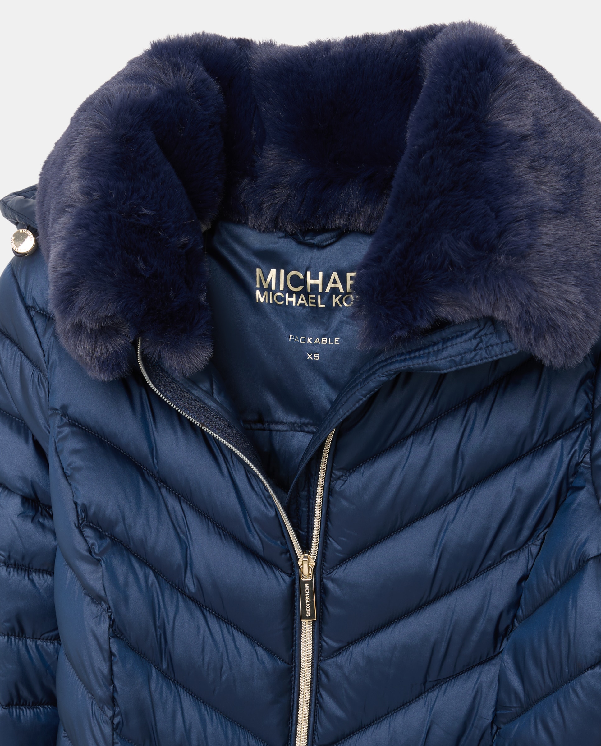 Imagen 2 de Plumifero largo de mujer con capucha - Michael Kors - Azul marino Azul marino