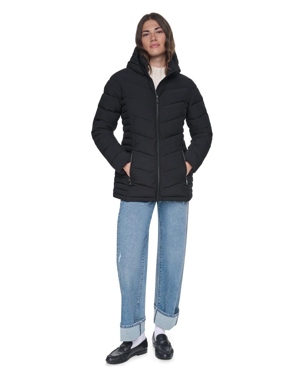 Casaco acolchoado com capuz Preto-2