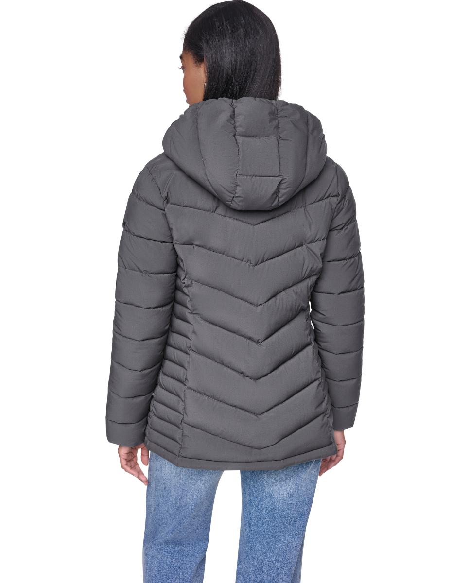Chaqueta acolchada de mujer con capucha - DKNY - Gris oscuro Gris oscuro-5