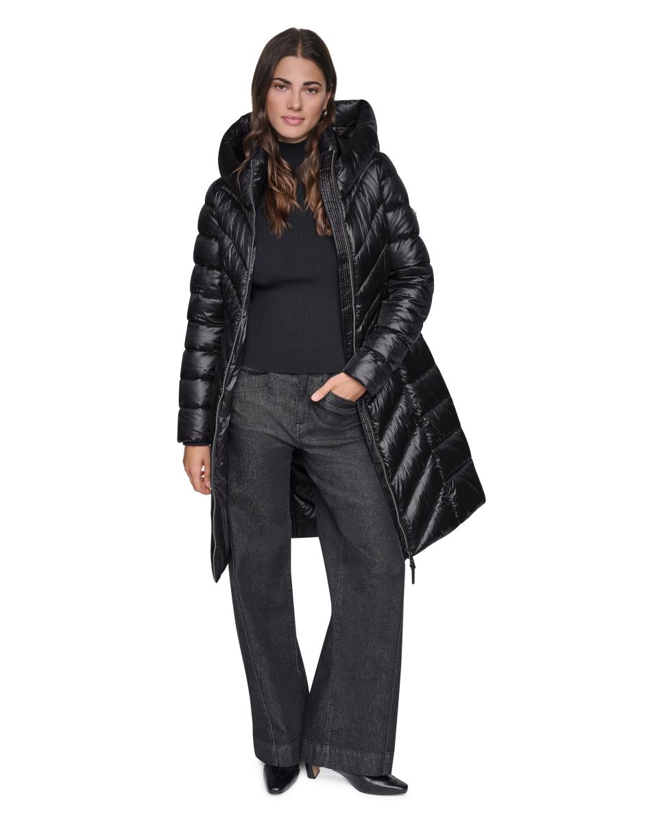Abrigo de mujer acolchado con cremallera - DKNY - Negro Negro-2