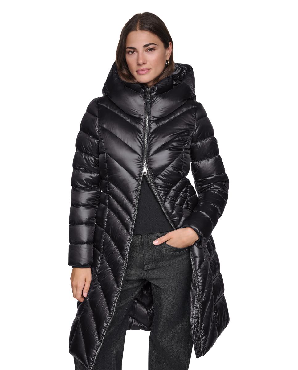 Abrigo de mujer acolchado con cremallera - DKNY - Negro Negro-4