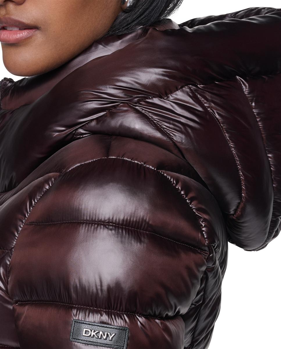 Abrigo de mujer acolchado con cremallera - DKNY - Granate Granate-2