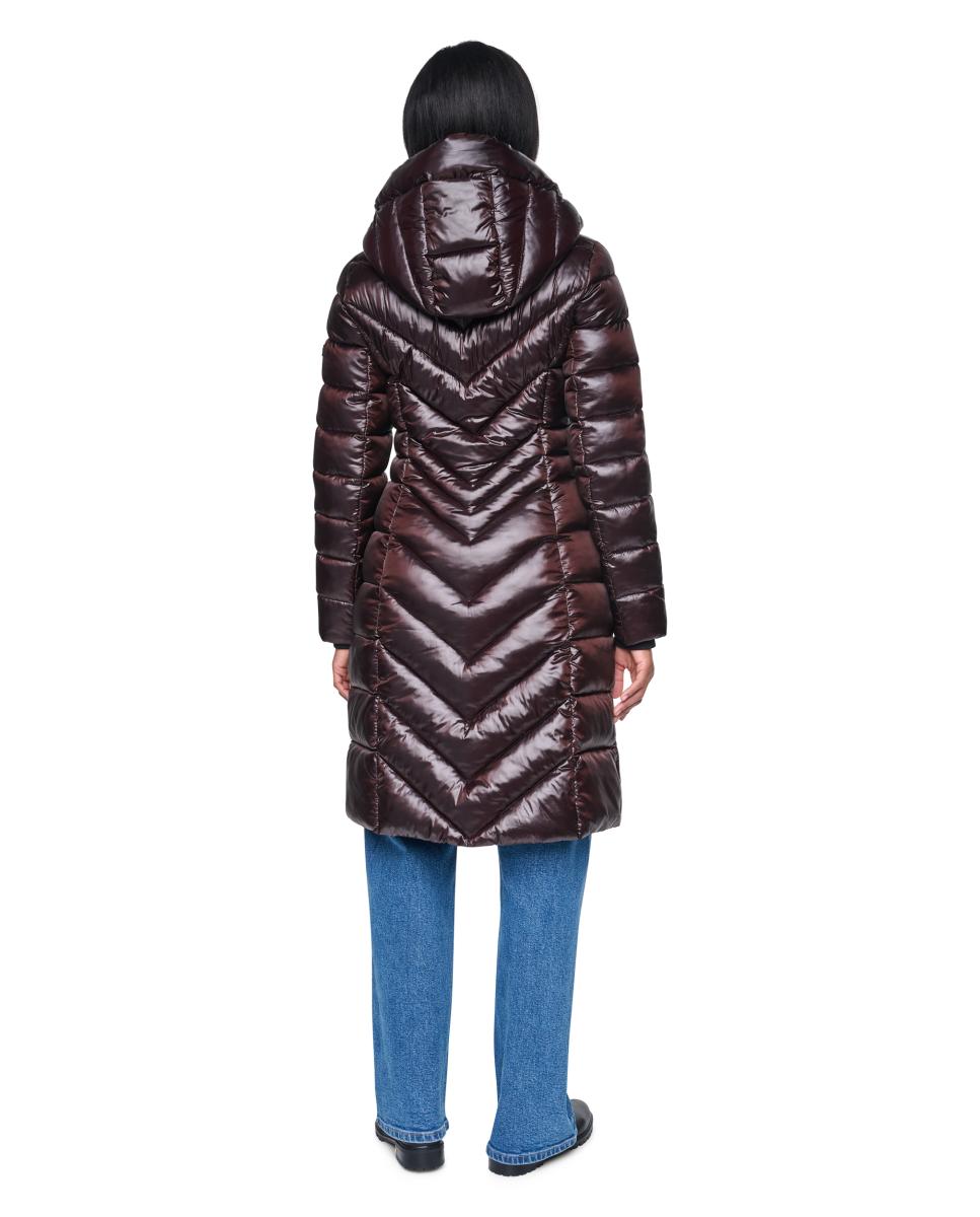 Abrigo de mujer acolchado con cremallera - DKNY - Granate Granate-3