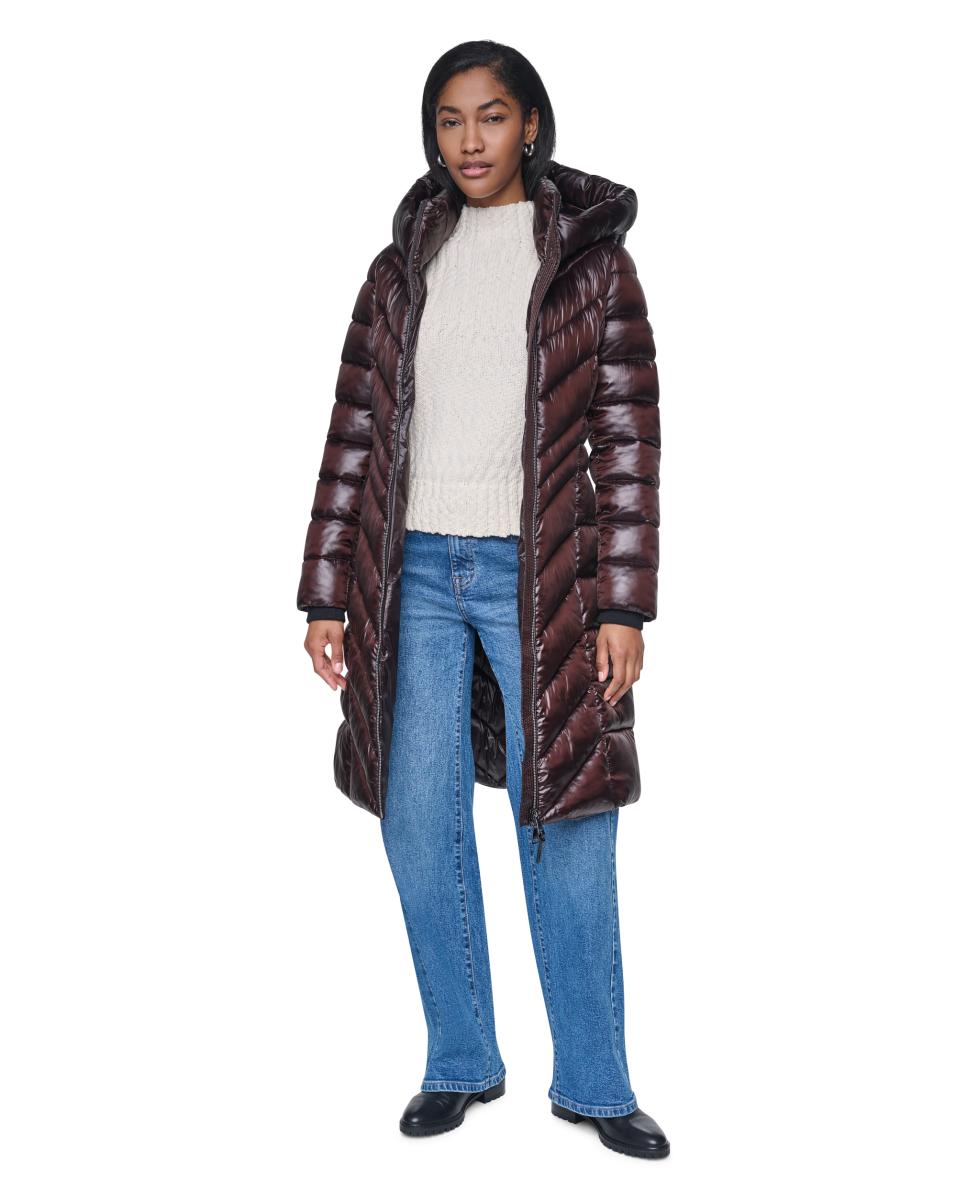 Abrigo de mujer acolchado con cremallera - DKNY - Granate Granate-4