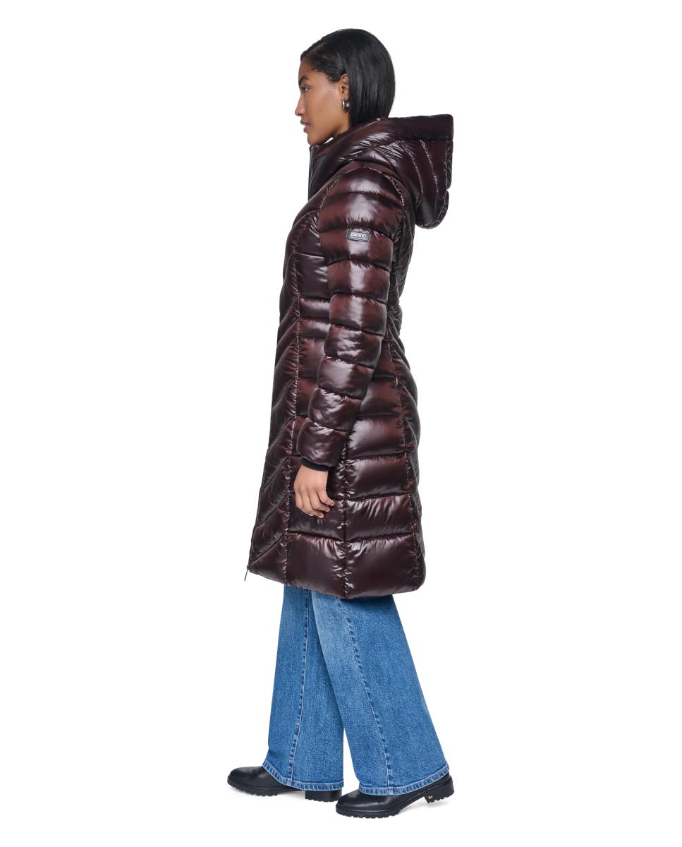Abrigo de mujer acolchado con cremallera - DKNY - Granate Granate-5
