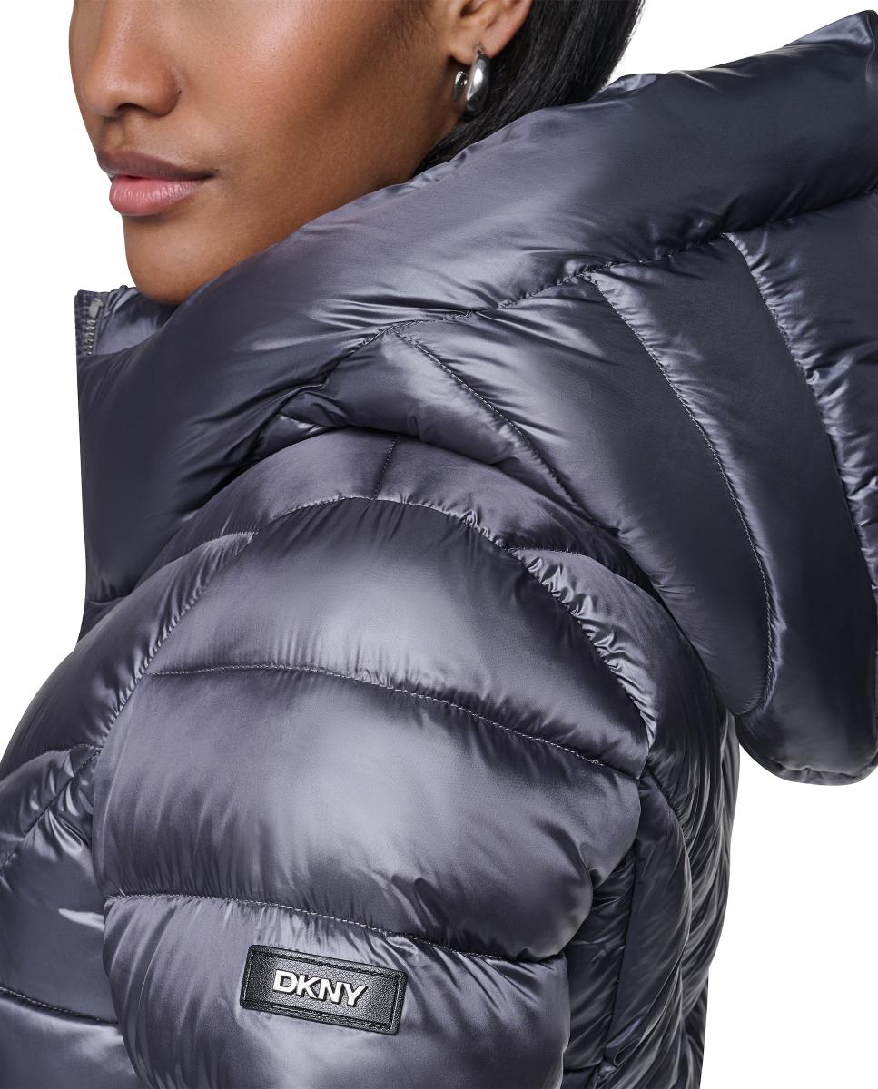 Abrigo de mujer acolchado con cremallera - DKNY - Gris oscuro Gris oscuro-2