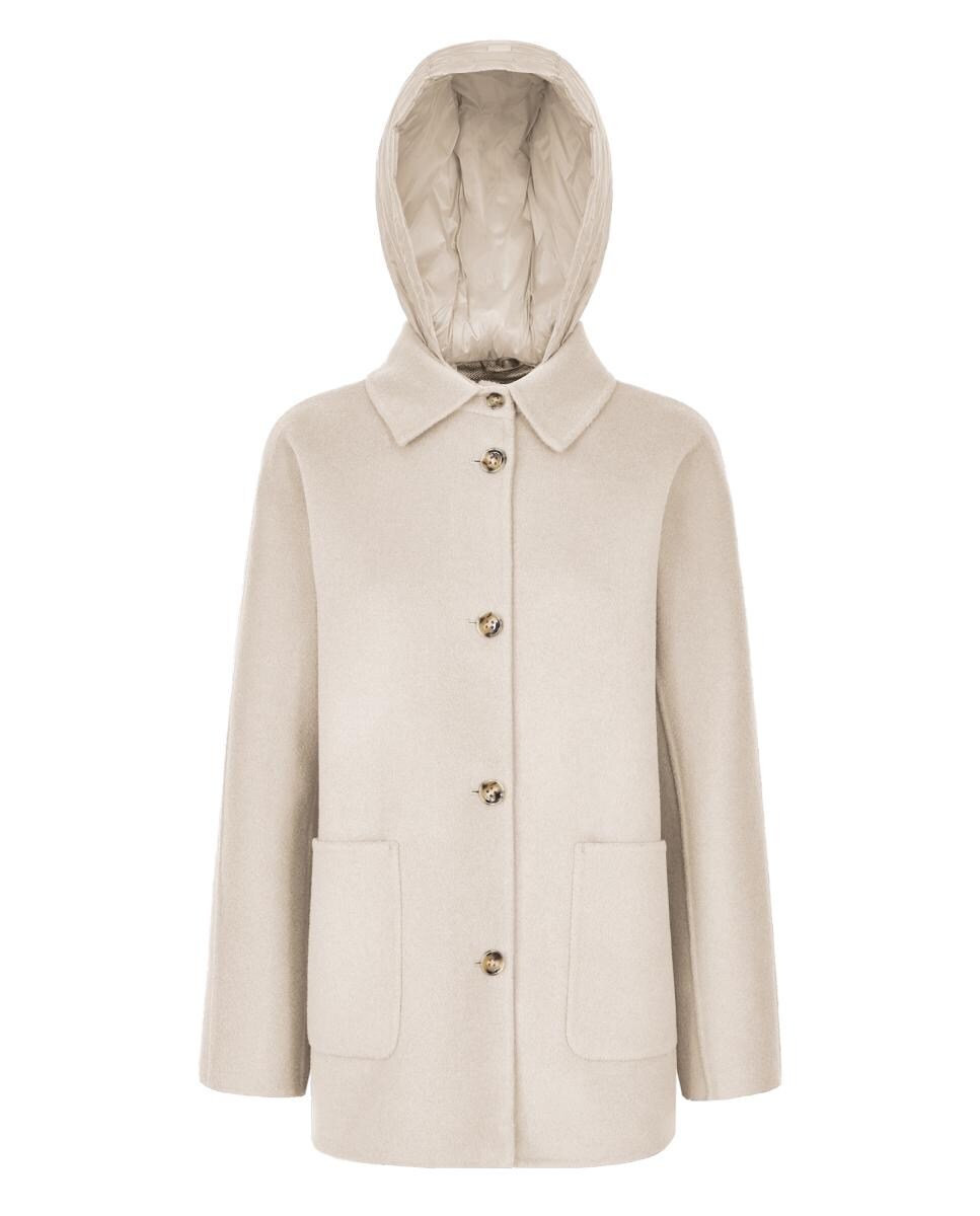 Sobretudo Médio com Capuz Acolchoado Desmontável Branco-1