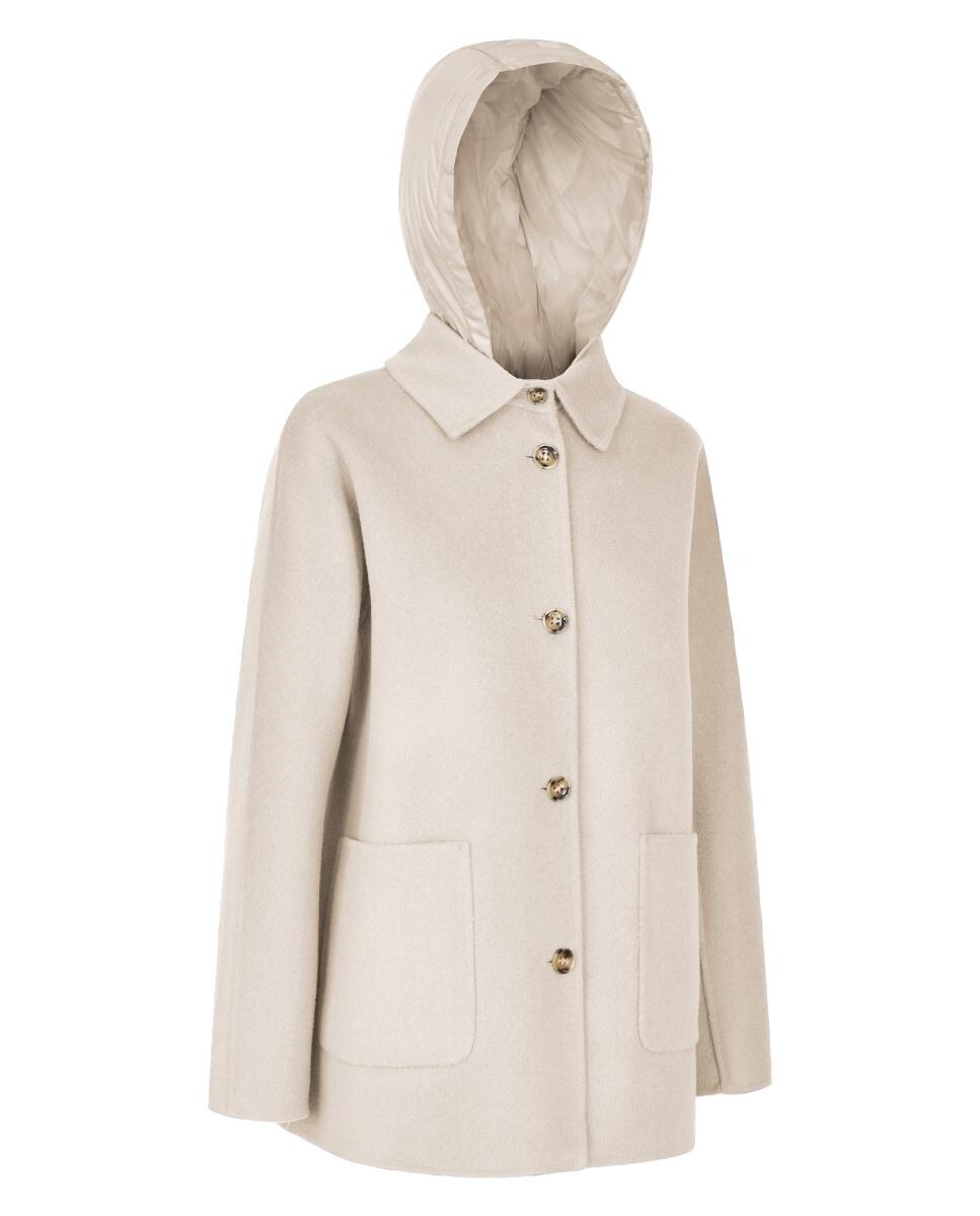 Sobretudo Médio com Capuz Acolchoado Desmontável Branco-3