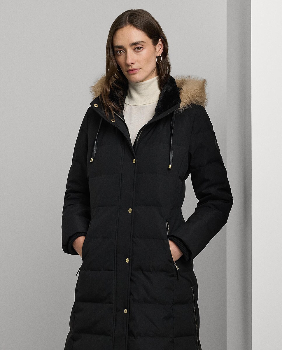 Parka com Capuz Arredondado de Pelo Preto-4