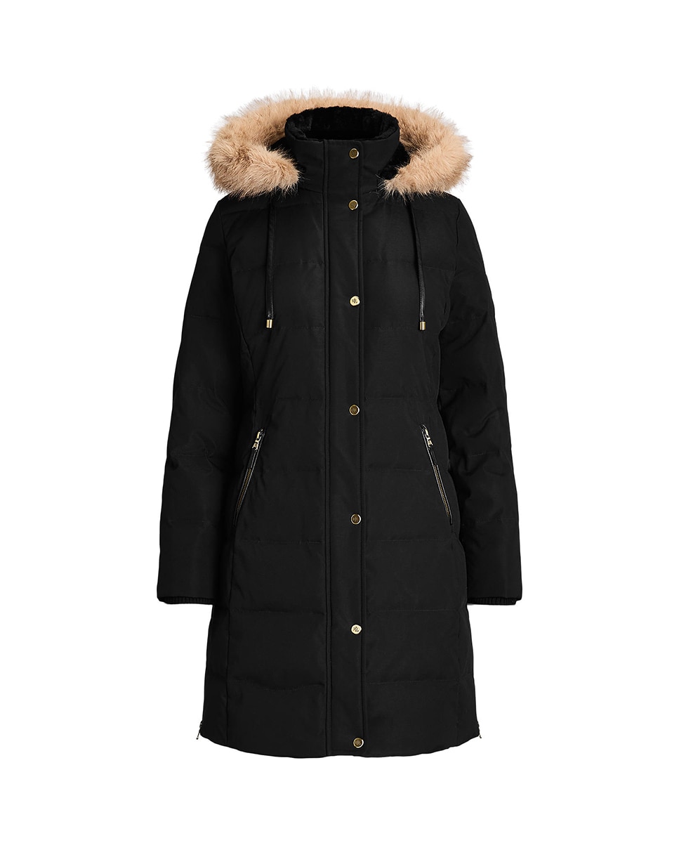 Parka com Capuz Arredondado de Pelo Preto-7