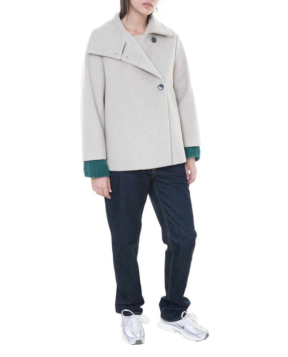 Sobretudo Curto Acolchoado Bege-4