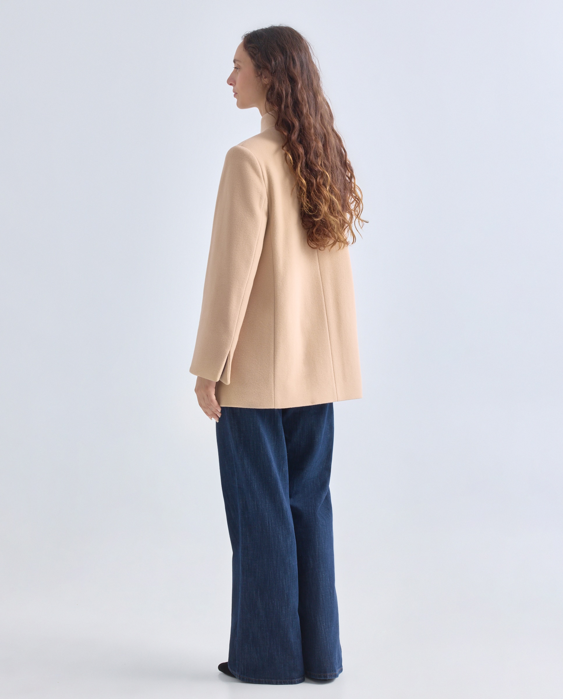 Chaquetón mujer Cinzia Rocca Icons largo cm. 75 cuello redondo. - Camel Camel-3