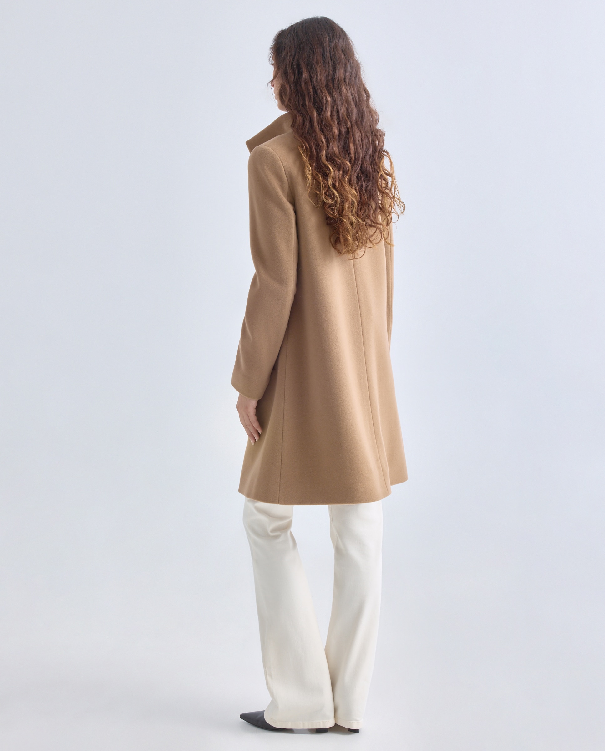 Abrigo 3/4 de mujer Cinzia Rocca Icons largo 95 cm. con cuello alto tipo chimenea. - Camel Camel-3