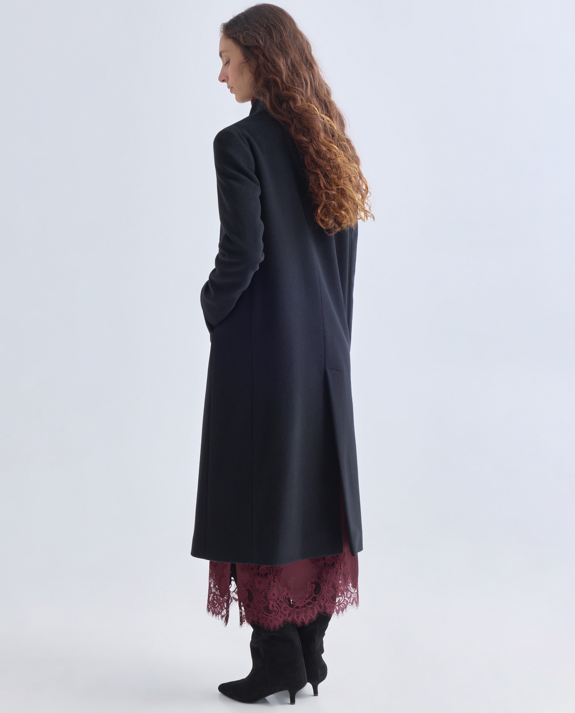 Abrigo mujer Cinzia Rocca Icons largo cm. 118 cuello con solapas invertidas. - Negro Negro-3