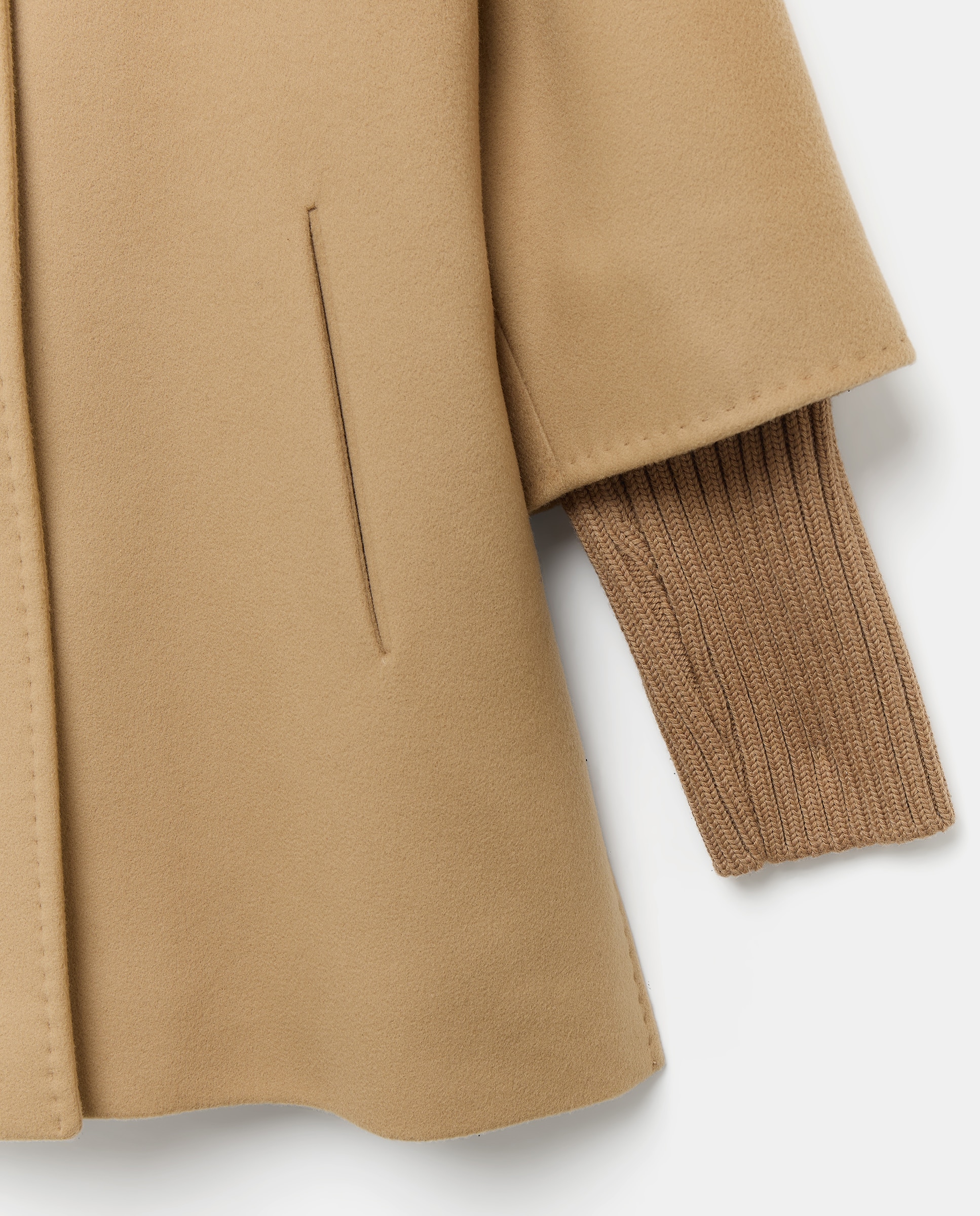 Casacão Icons Com Detalhes de Malha de Lã - 75 cm Camel-2