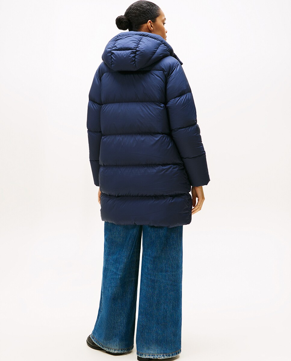 Sobretudo Acolchoado com Capuz Azul-marinho-2