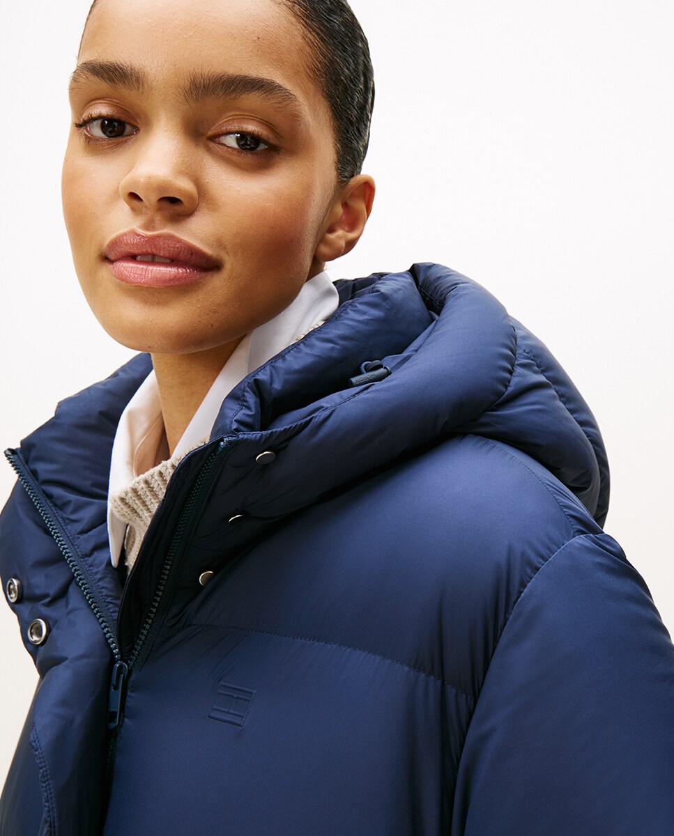 Sobretudo Acolchoado com Capuz Azul-marinho-4