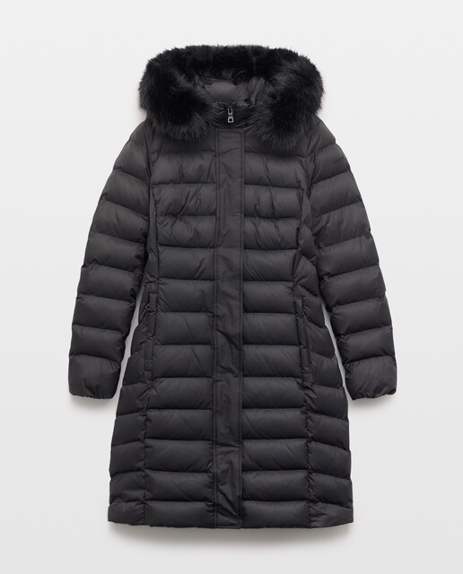 Imagen 0 de Plumifero largo de mujer con cinturon y pelo desmontable