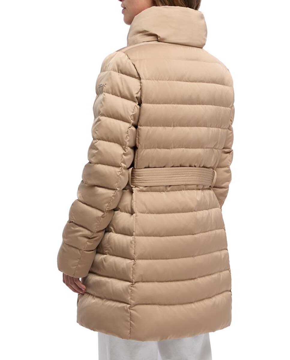 Blusão Acolchoado Comprido com Capuz Bege-2