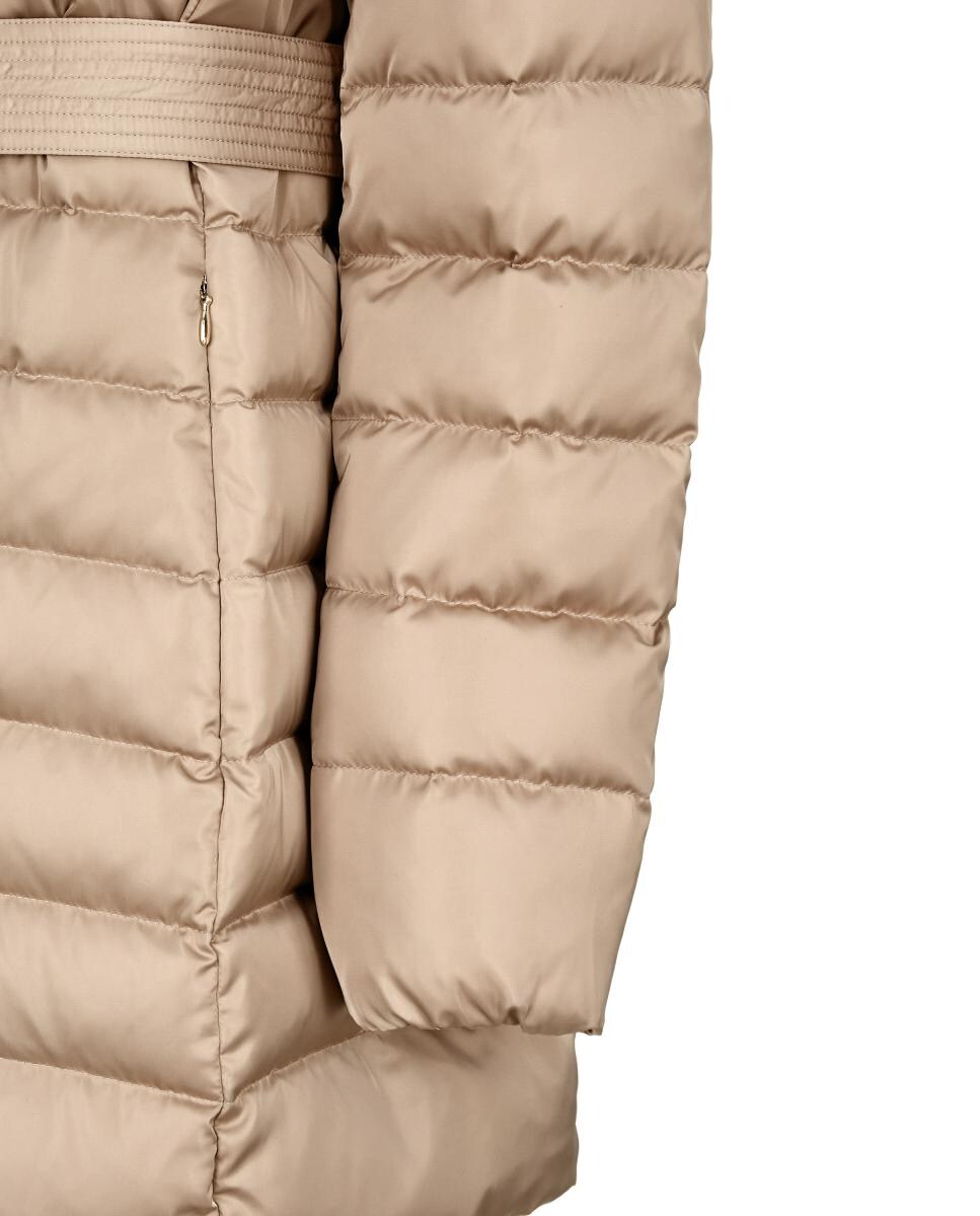 Blusão Acolchoado Comprido com Capuz Bege-5