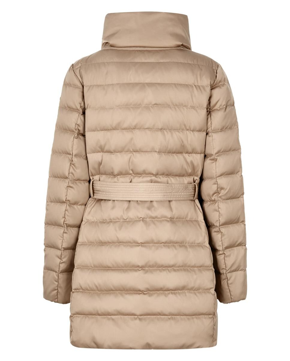 Blusão Acolchoado Comprido com Capuz Bege-7