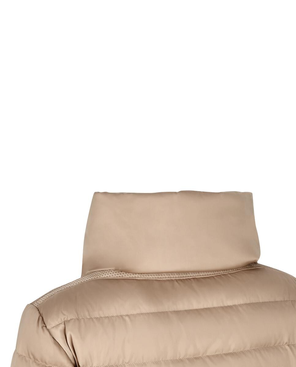 Blusão Acolchoado Comprido com Capuz Bege-9