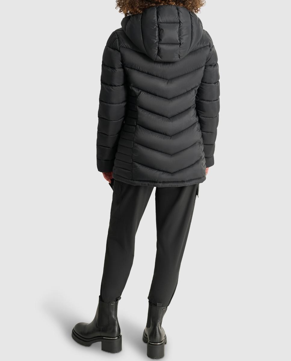 Blusão Acolchoado Curto com Fecho de Correr Preto-2