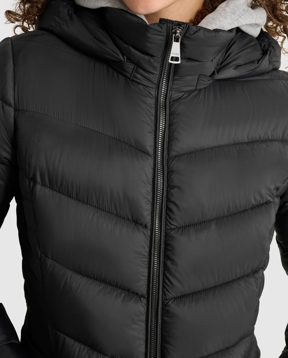 Blusão Acolchoado Curto com Fecho de Correr Preto-6