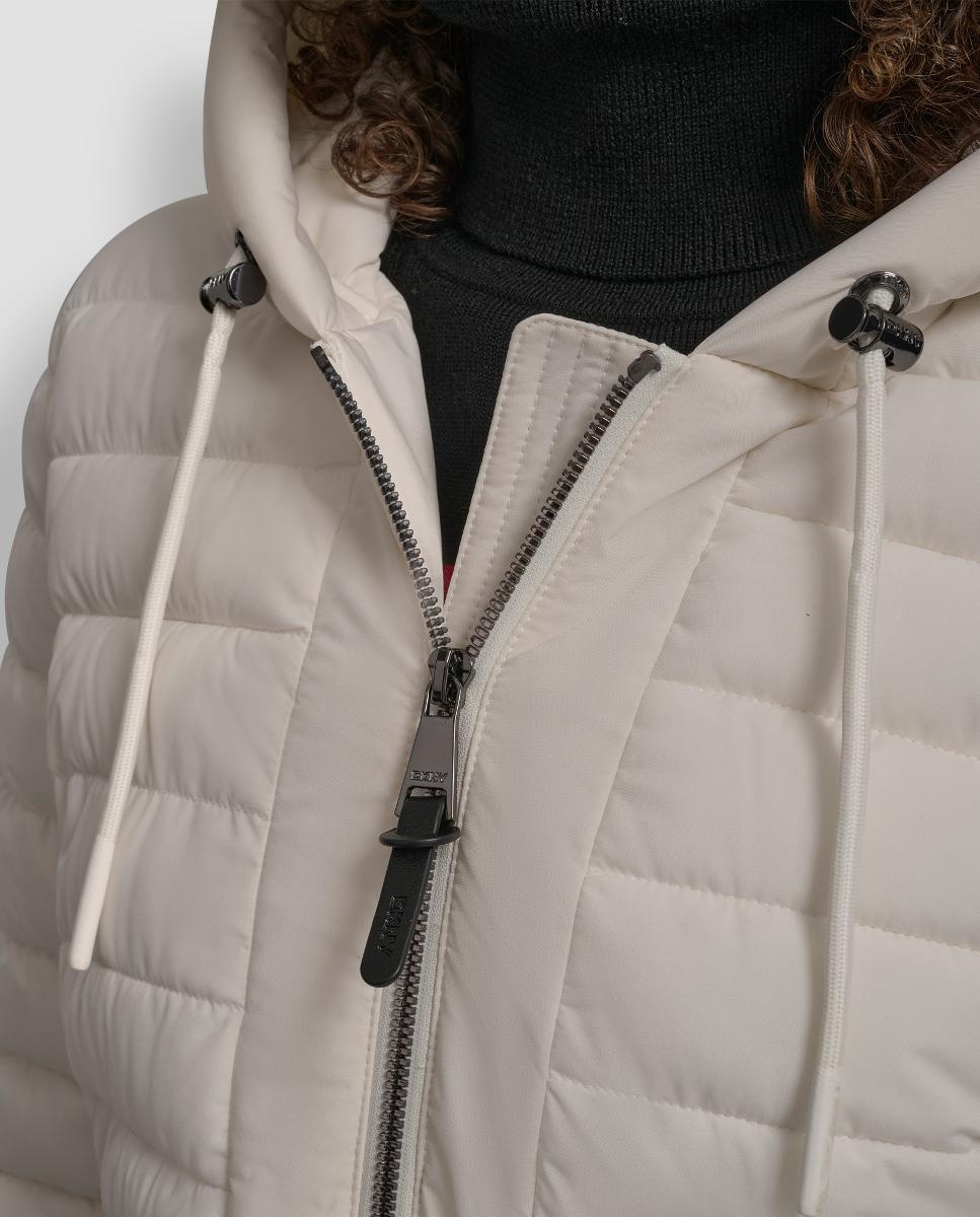 Blusão Acolchoado Curto com Fecho de Correr Bege-6