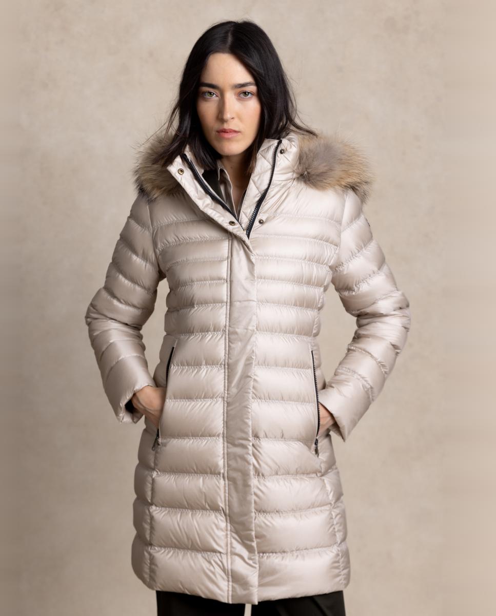 Plumífero ceñido de mujer repelente al agua - Henry Arroway - Beige Beige-1