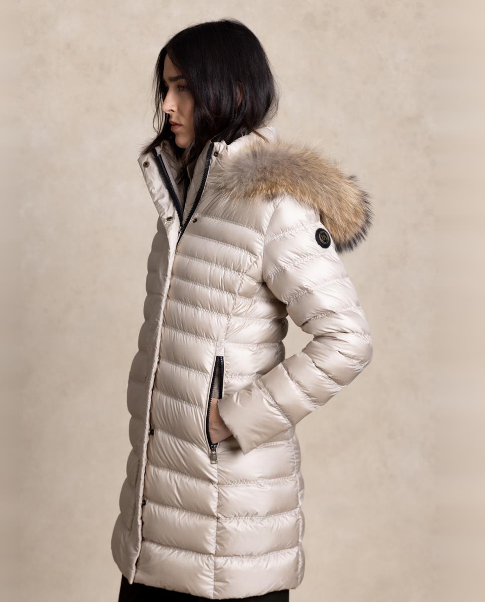 Plumífero ceñido de mujer repelente al agua - Henry Arroway - Beige Beige-3