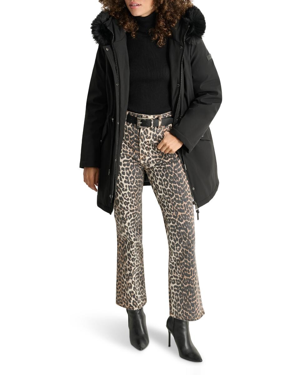 Sobretudo Tipo Parka com Fecho de Correr Preto-3