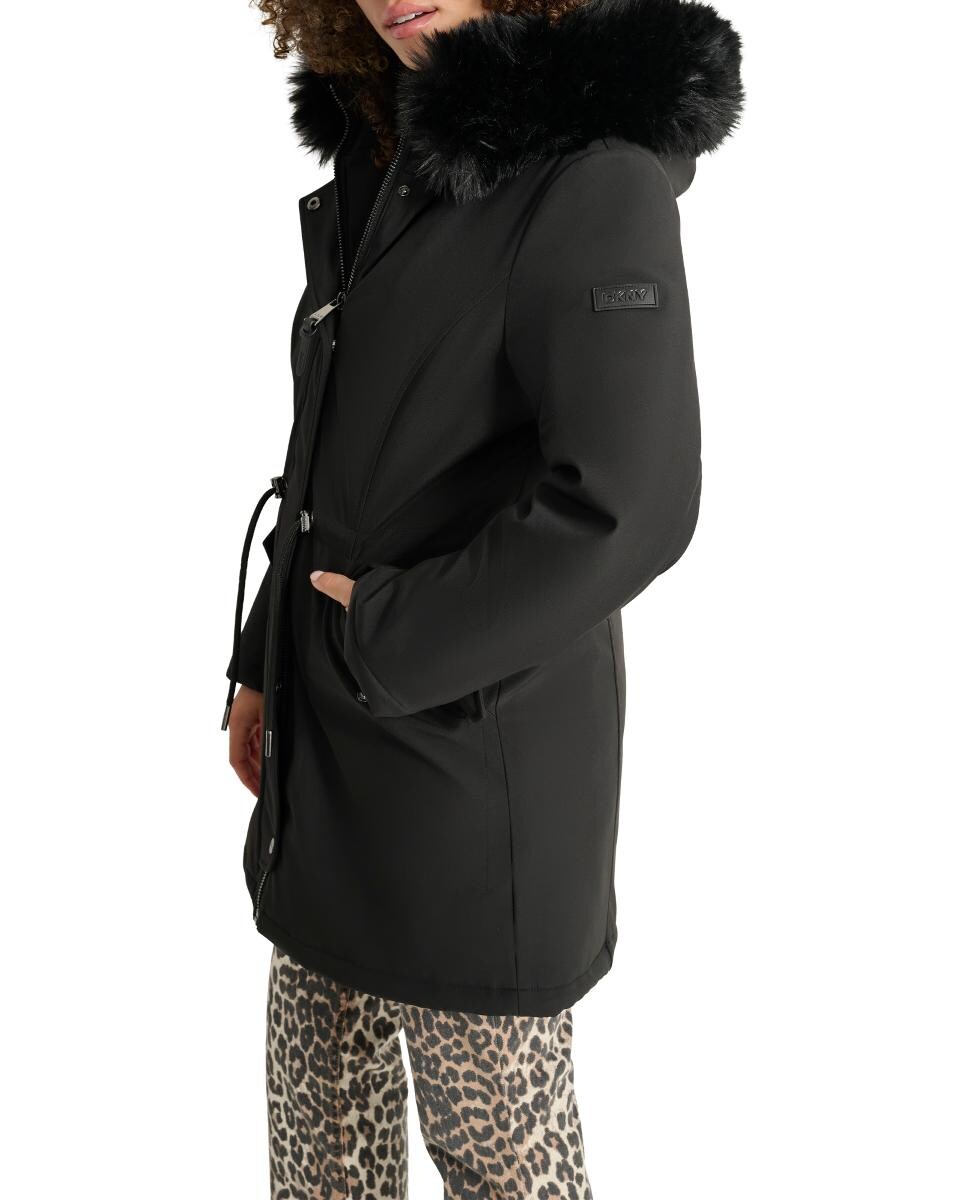 Sobretudo Tipo Parka com Fecho de Correr Preto-4