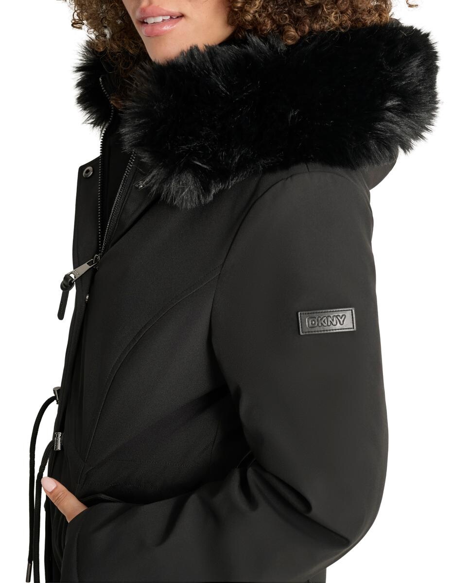 Sobretudo Tipo Parka com Fecho de Correr Preto-5