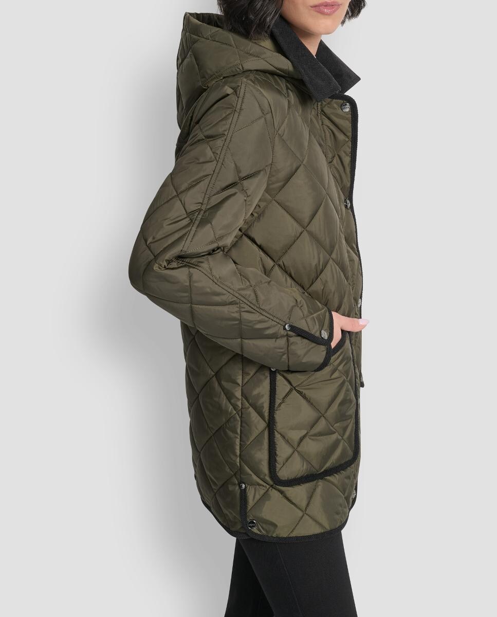 Casaco Acolchoado com Gola de Bombazina Verde-militar-5